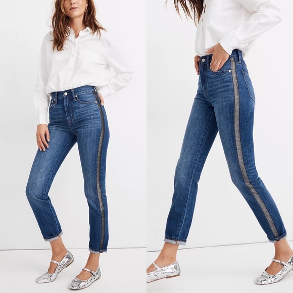 Madewell The Perfect Vintage Jean: Metallic Tuxedo Stripe Edition - Picture 1 of 10